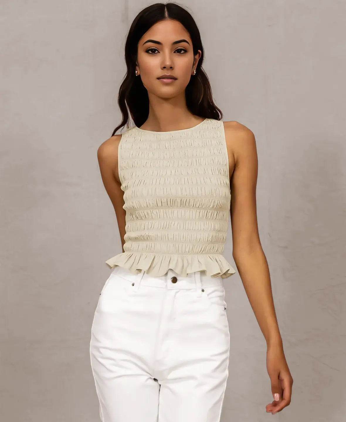 Ruffle Hem Smocked Top
