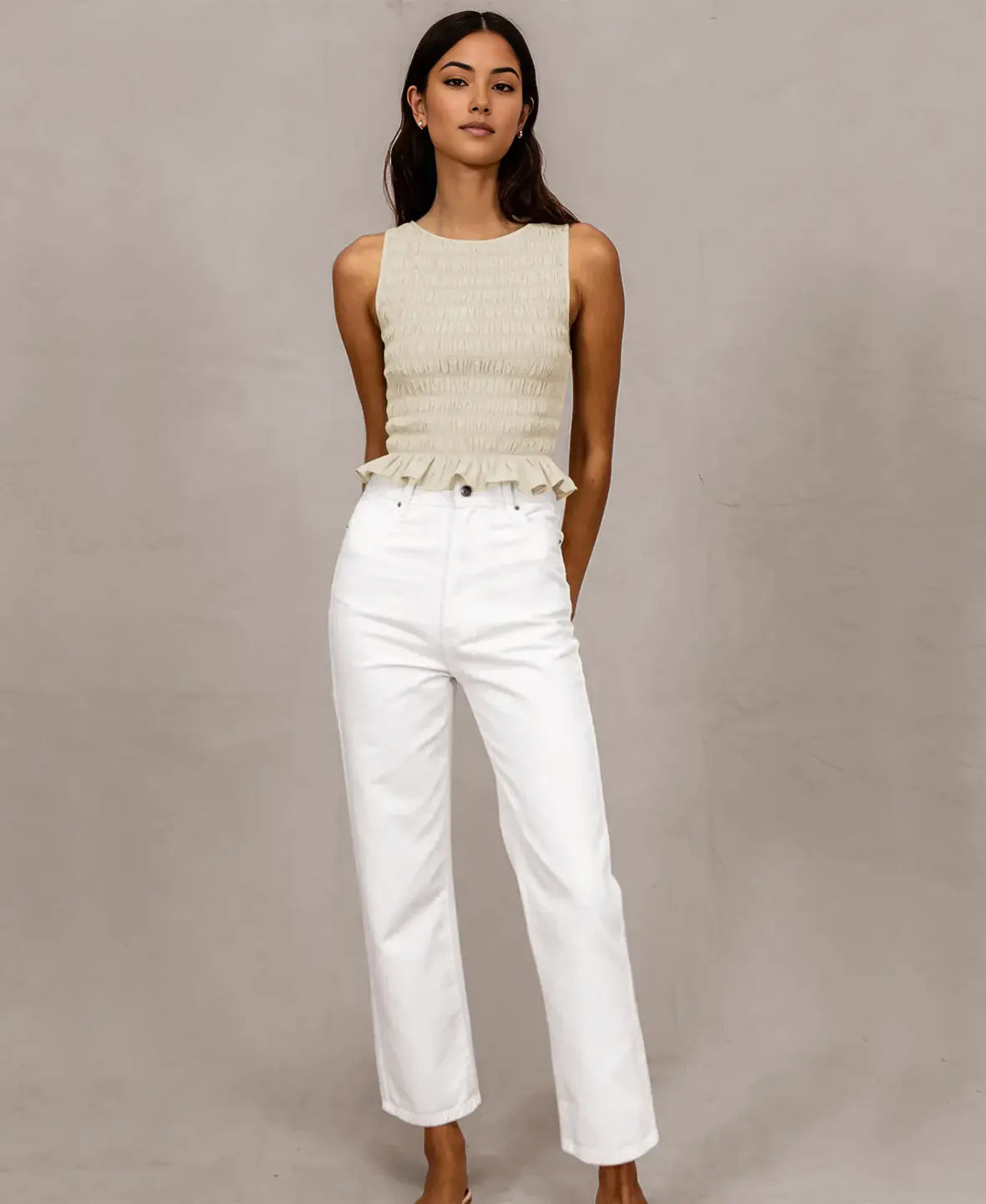 Ruffle Hem Smocked Top