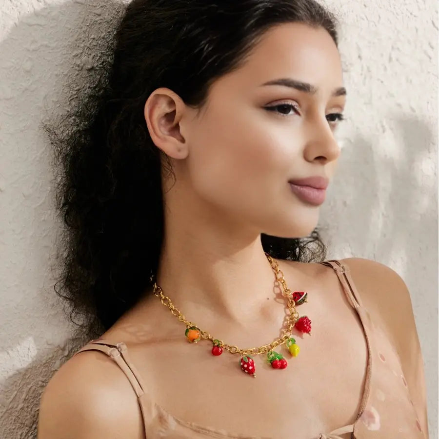 18K Gold Plated Fruit Charms Necklace