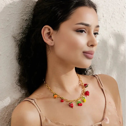 18K Gold Plated Fruit Charms Necklace