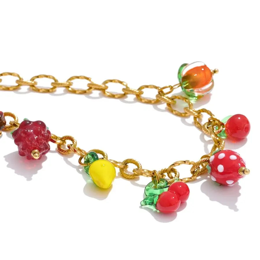 18K Gold Plated Fruit Charms Necklace