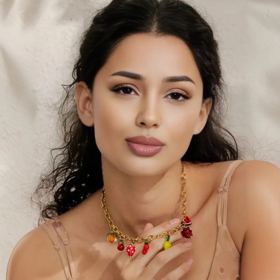 18K Gold Plated Fruit Charms Necklace