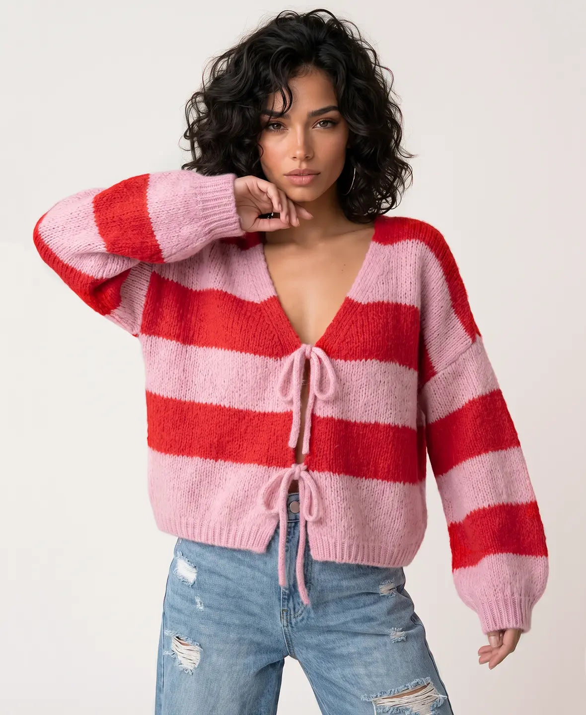 Knitted Bow Cardigan