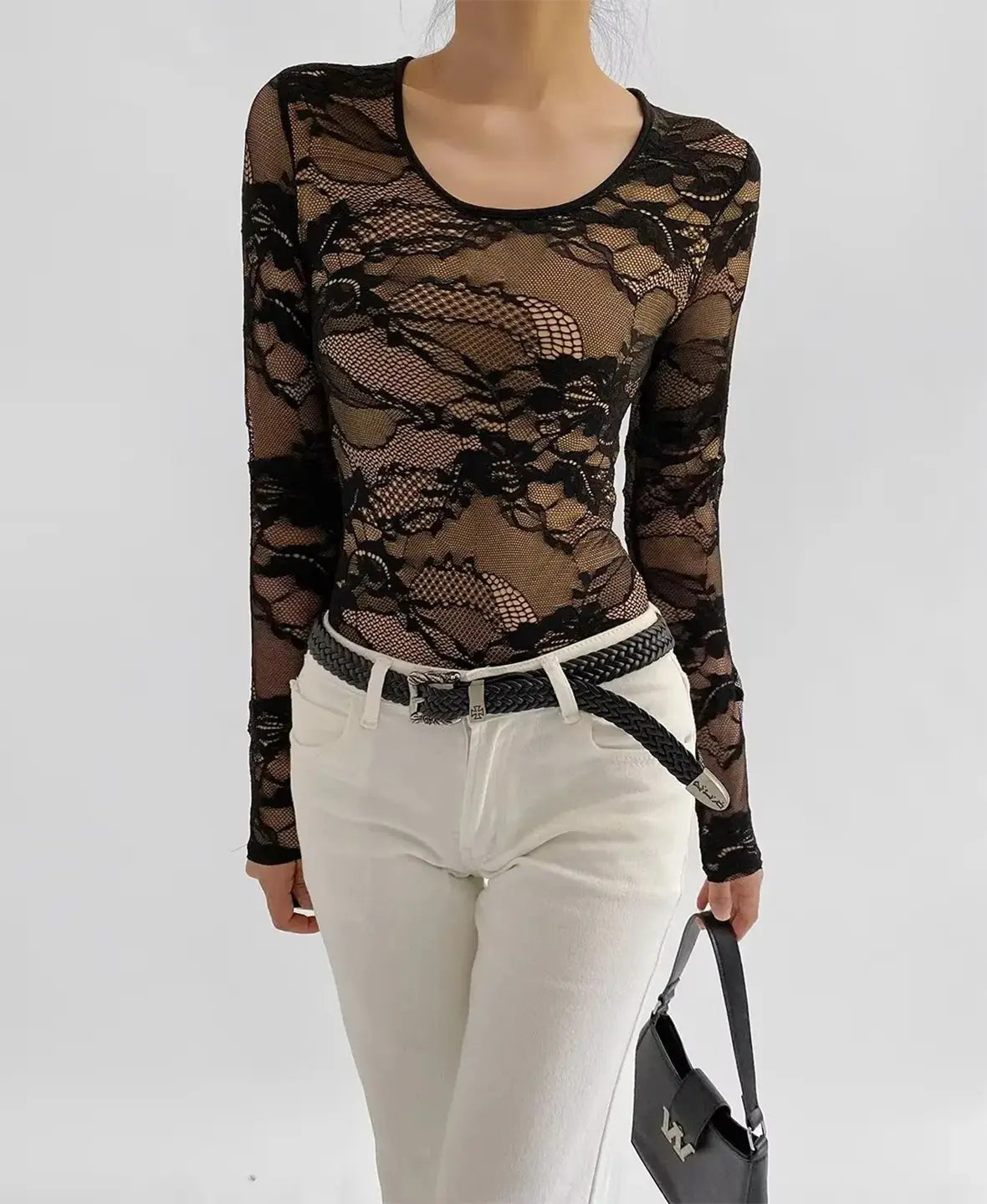 Lace Sheer Long Sleeve Bodysuit