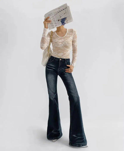 Lace Sheer Long Sleeve Bodysuit