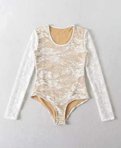 Lace Sheer Long Sleeve Bodysuit