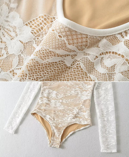 Lace Sheer Long Sleeve Bodysuit