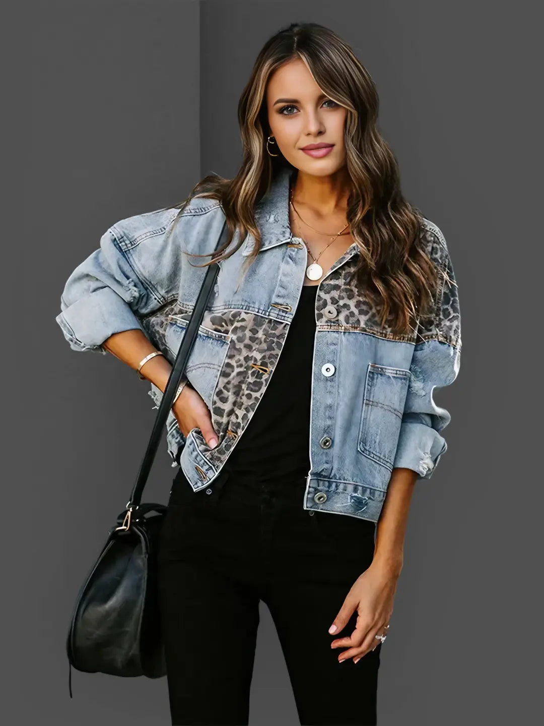 Leopard Print Denim Jacket