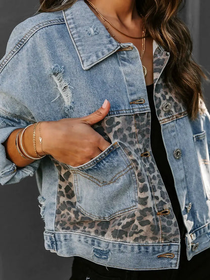 Leopard Print Denim Jacket