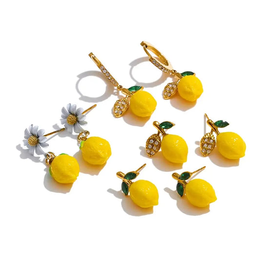 Limoncello Resin Zirconia Earrings