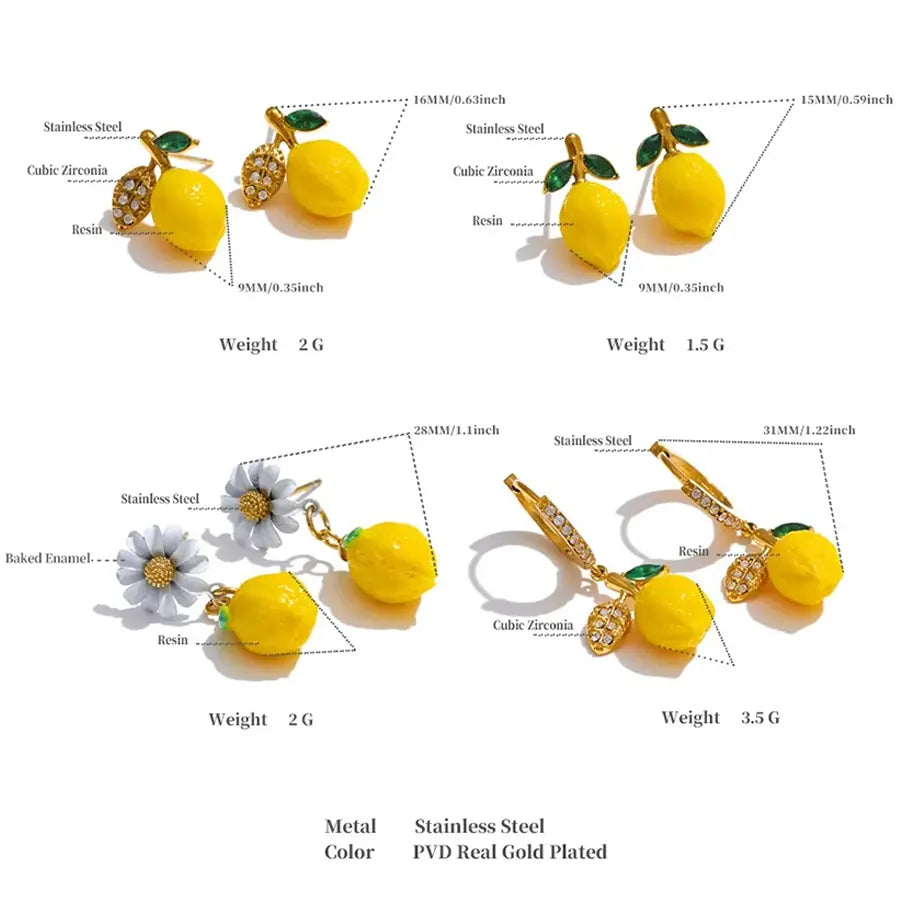 Limoncello Resin Zirconia Earrings