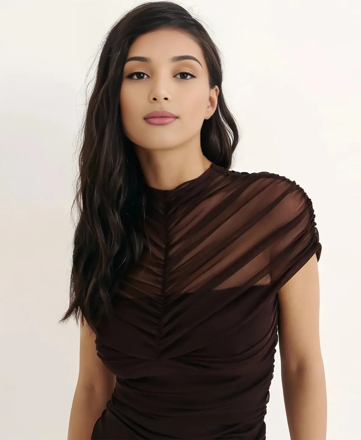 Mesh Draped Elegance Bodysuit