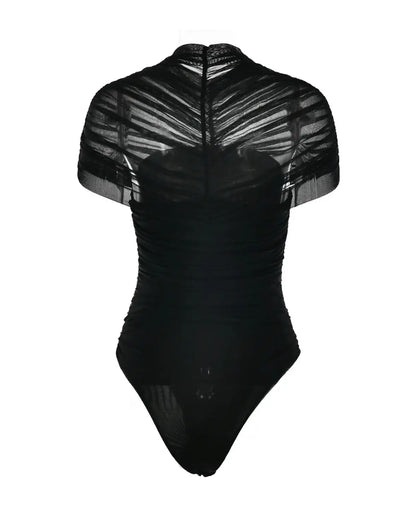 Mesh Draped Elegance Bodysuit