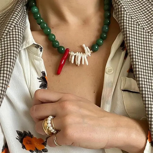 Natural Stone Freshwater Pearls Necklace