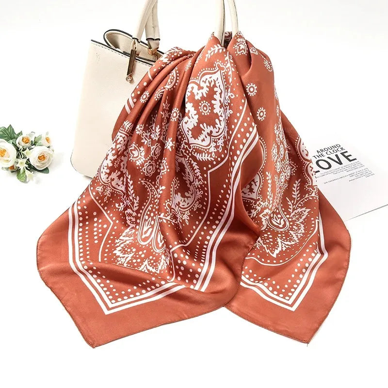 Paisley Print Satin Scarf