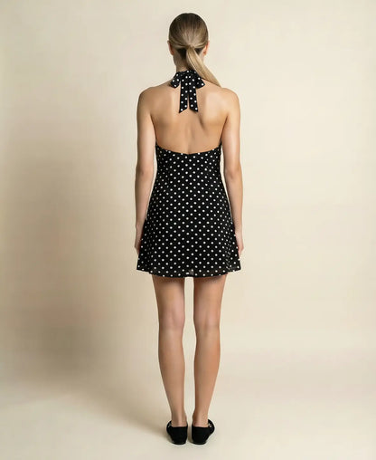Polka Dot Halter Mini Dress