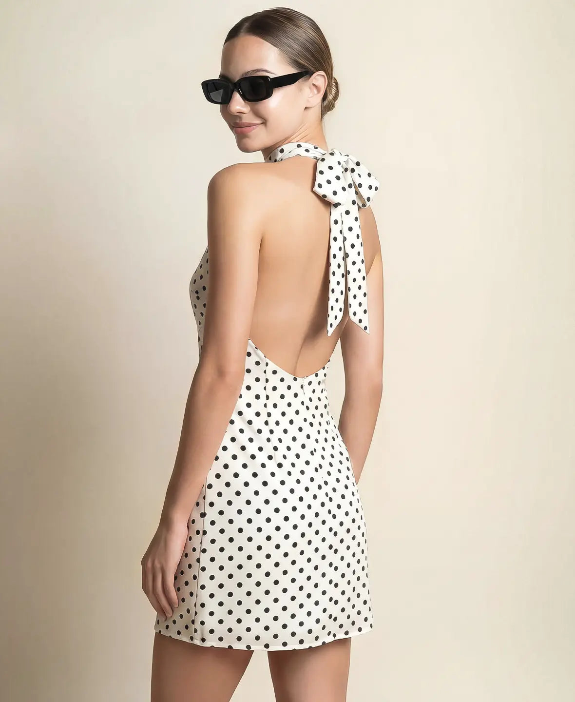 Polka Dot Halter Mini Dress