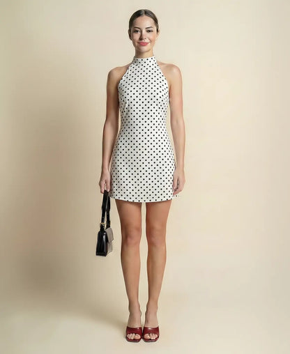 Polka Dot Halter Mini Dress