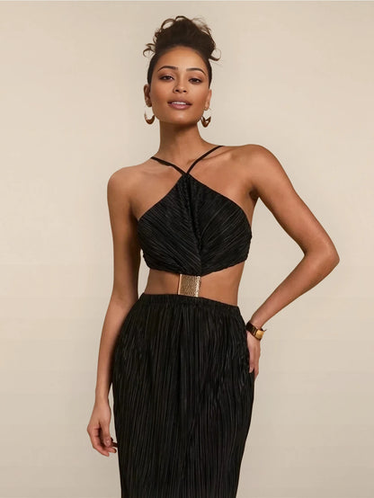 Solène High Waist Pleated Dress