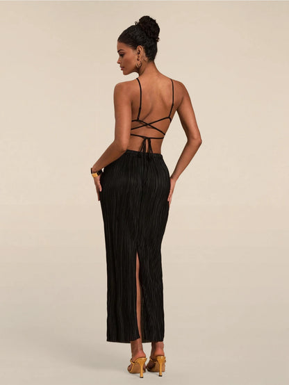 Solène High Waist Pleated Dress
