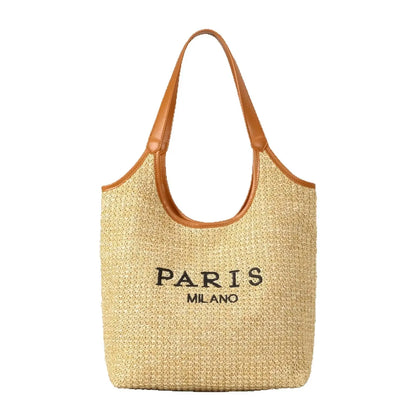 SunsetChic Straw Shoulder Bag