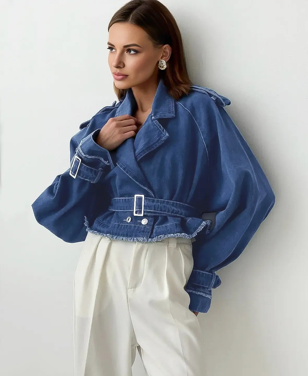 Trench Denim Cropped Jacket