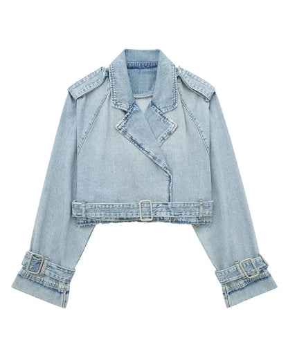 Trench Denim Cropped Jacket