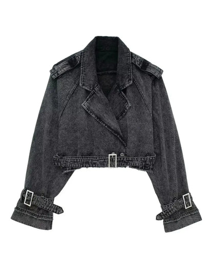 Trench Denim Cropped Jacket