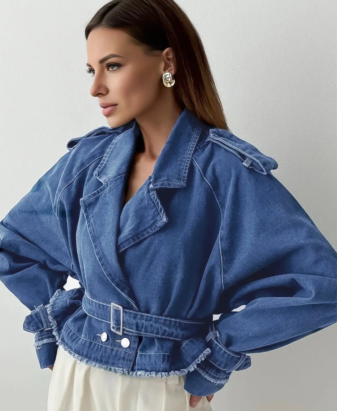 Trench Denim Cropped Jacket