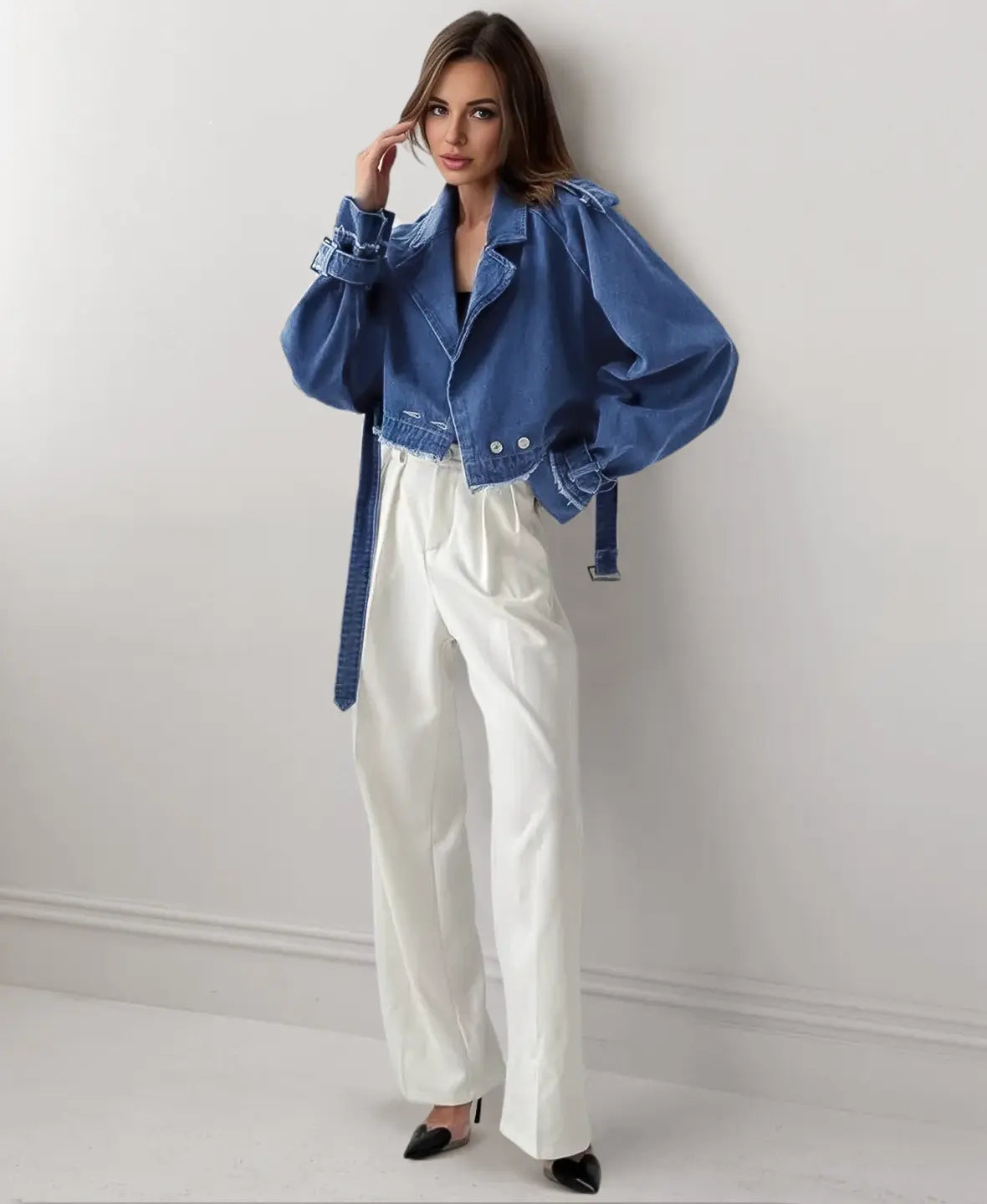 Trench Denim Cropped Jacket