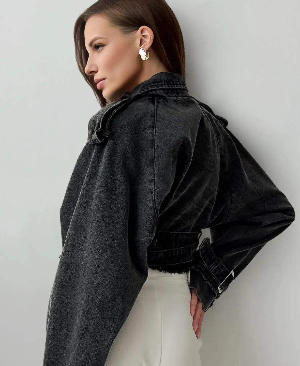 Trench Denim Cropped Jacket