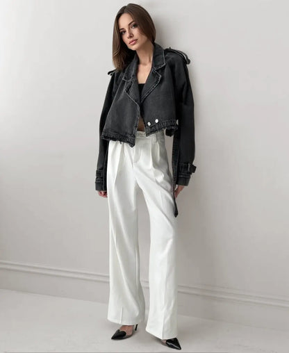 Trench Denim Cropped Jacket