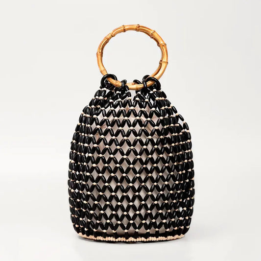 Wooden Bead Handle Bag