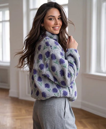 Floral Print Fleece Pullover