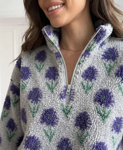 Floral Print Fleece Pullover