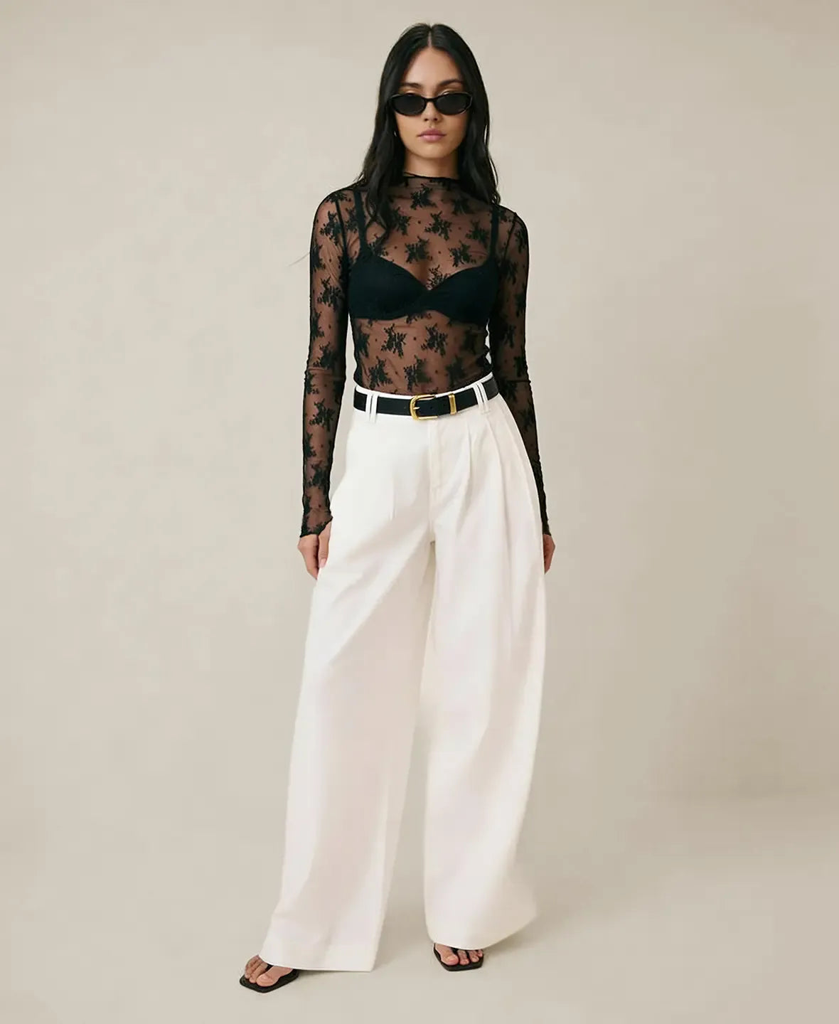 Sheer Lace Long Sleeve Top