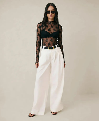 Sheer Lace Long Sleeve Top