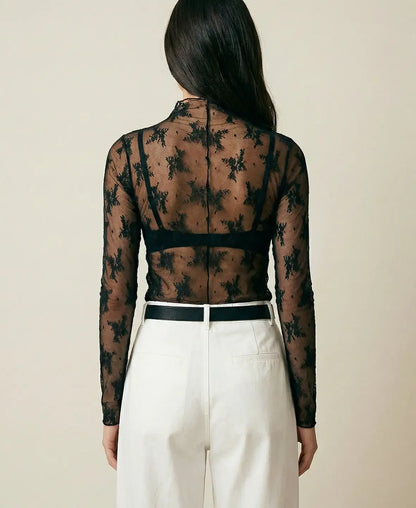 Sheer Lace Long Sleeve Top