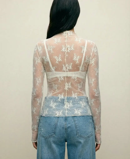 Sheer Lace Long Sleeve Top