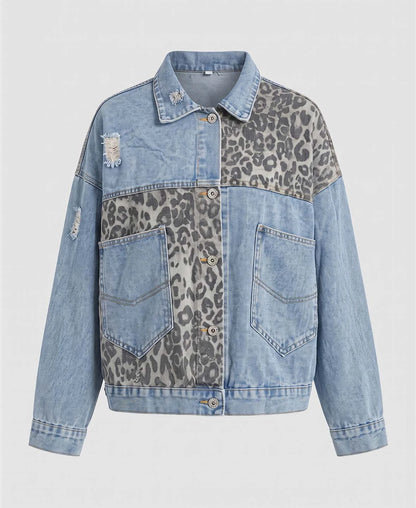 Leopard Print Denim Jacket