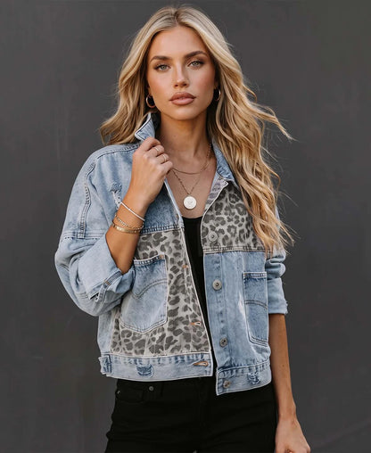 Leopard Print Denim Jacket