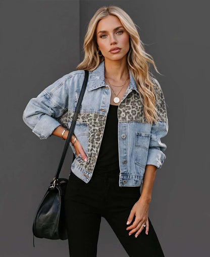 Leopard Print Denim Jacket