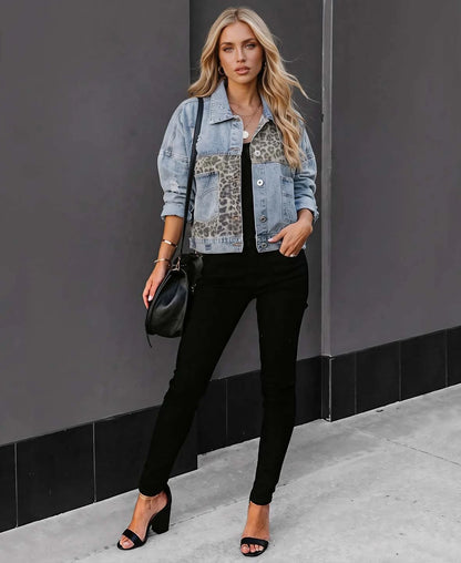 Leopard Print Denim Jacket