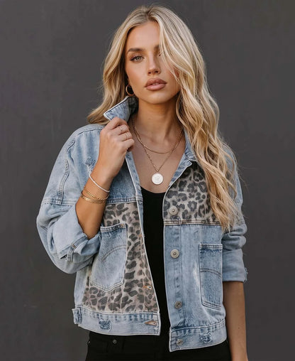 Leopard Print Denim Jacket