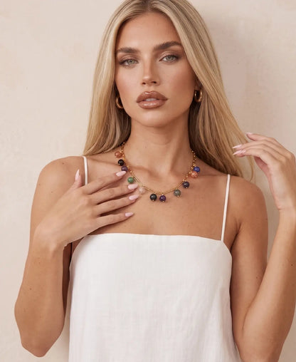 18k Gold Plated Natural Stone Necklace