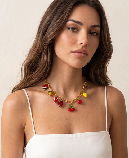 18K Gold Plated Fruit Charms Necklace