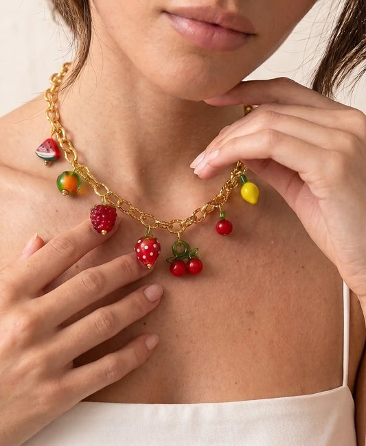 18K Gold Plated Fruit Charms Necklace