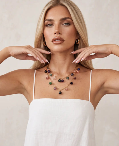 18k Gold Plated Natural Stone Necklace