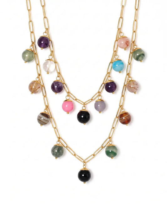 18k Gold Plated Natural Stone Necklace