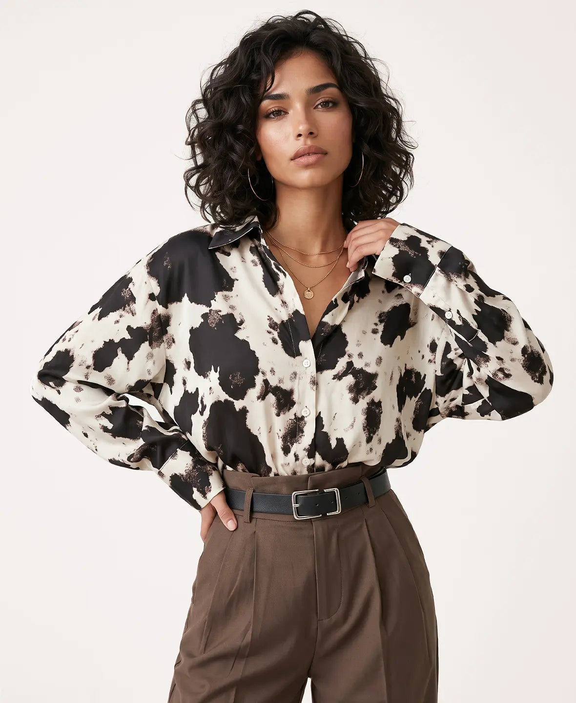 Nova Chic Button-Up Printed Shirt